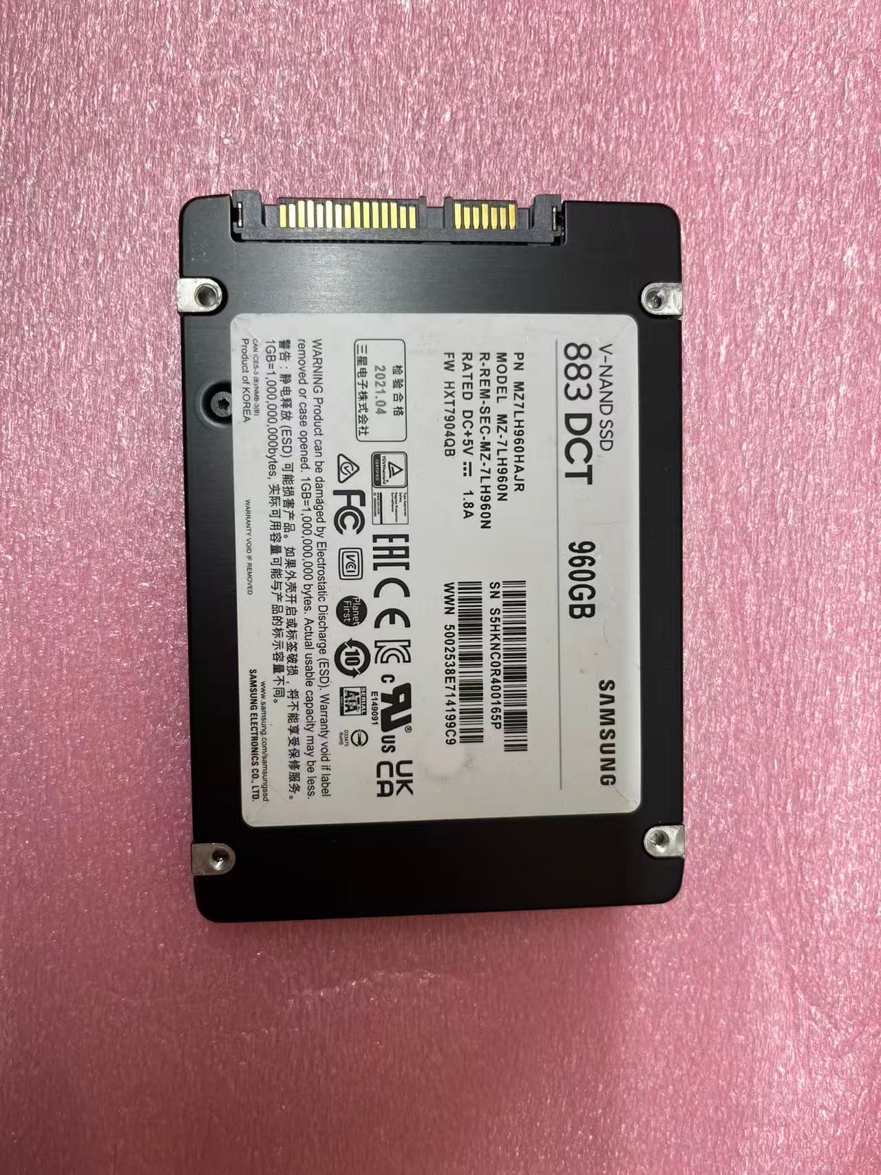 960G Samsung 883 DCT(MZ7LH960HAJR / MZ-7LH960N)